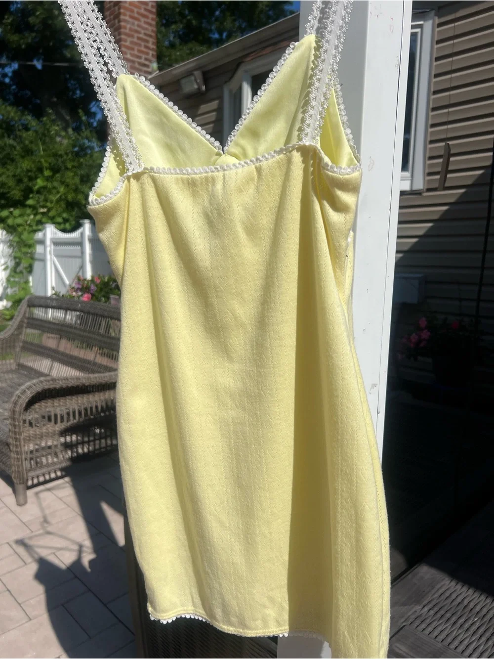 Yellow Lace-Trim Slip Dress